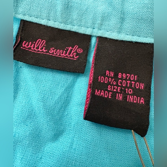 Willi Smith Turquoise A-Line Skirt with White Patterns - Picture 4 of 8